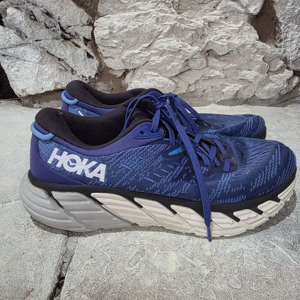 Hoka One One Gaviota 4 Mens Size 11.5 Blue White Athletic Running Shoes Sneakers